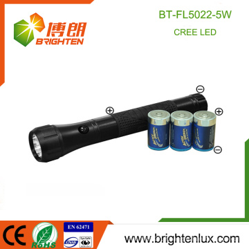 Alibaba Vente Batterie 3D haute puissance à grande puissance Ultra Bright 5w OEM Meilleure lampe torche led autodéfense avec poignée en caoutchouc
